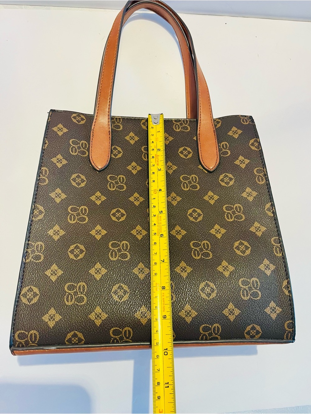 Designer Inspired Monogram Brown Tote Bag Crossbody Satchel Purse - Picture 9 of 16